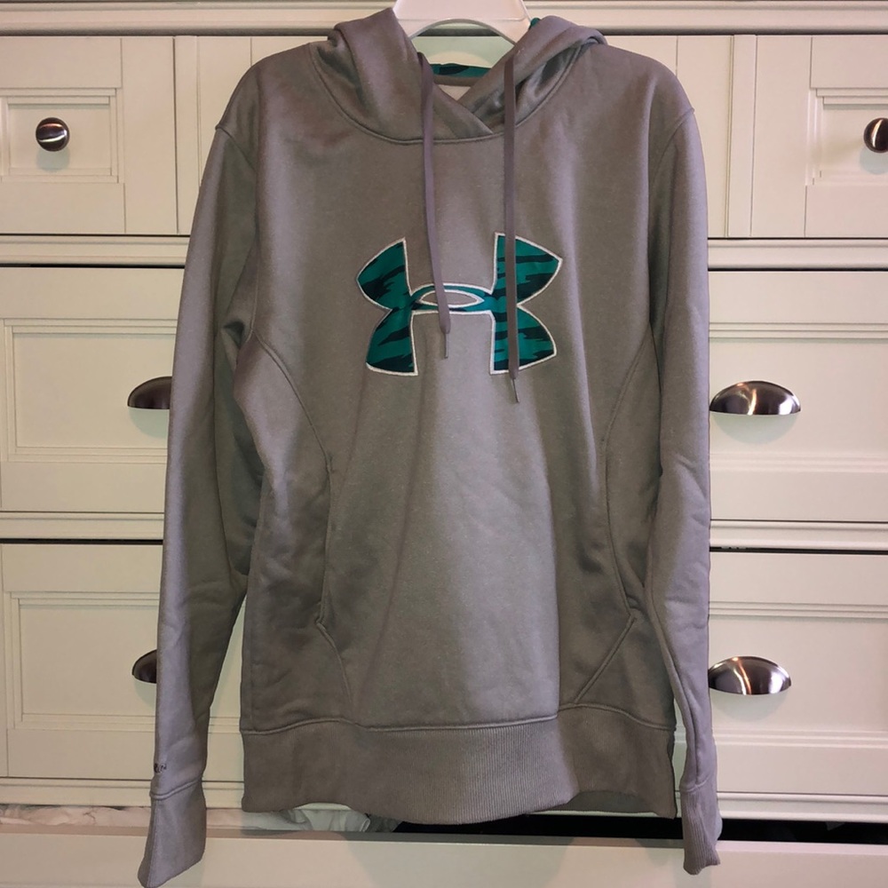 Gray and Teal Under Armour Hoodie